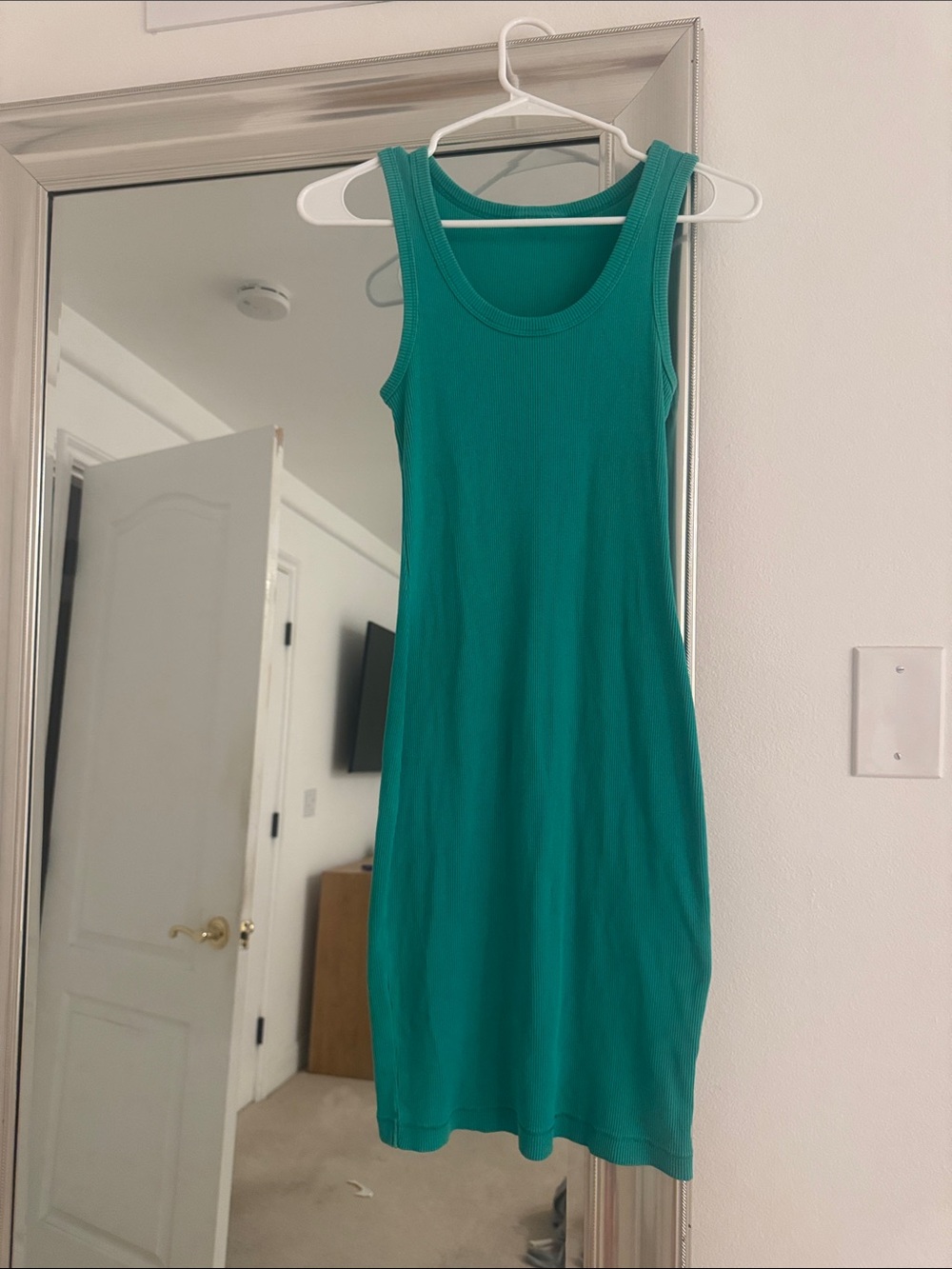 Sleeveless Ribbed Mini Dress in Teal